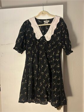 Christy Dawn Black Floral Midi Dress with White Daisy Print